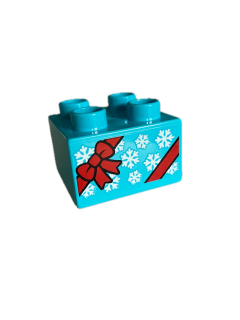 Lego® Duplo® kostka s potiskem, dárek červená mašle